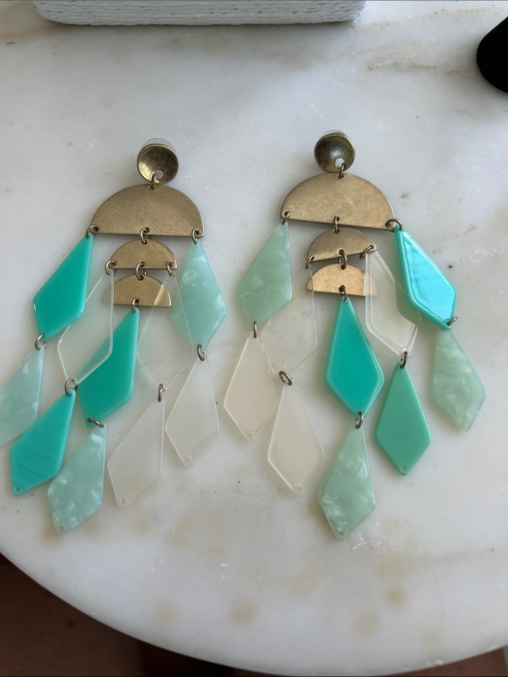 Turquoise & Mint Geometric Dangle statement Earrings
